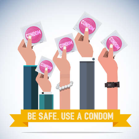 hand with condom - illustrationのイラスト素材