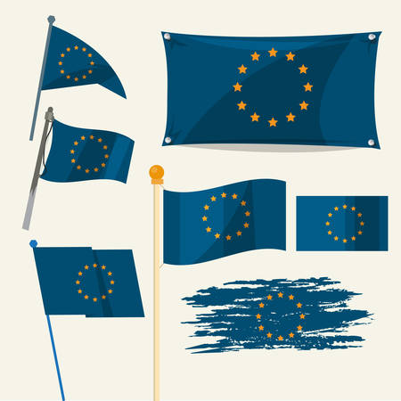 set of European Union flag - illustrationのイラスト素材