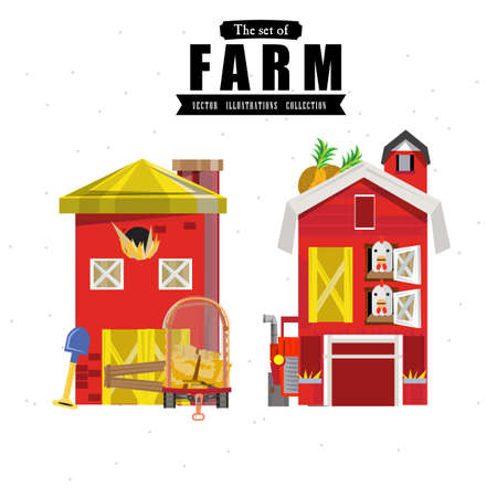 farm house in variou style - illustrationのイラスト素材
