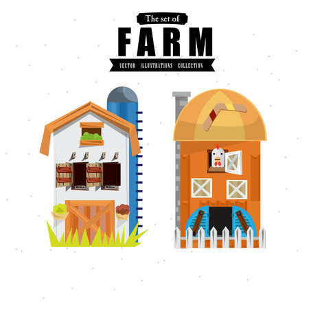 farm house in variou style - illustrationのイラスト素材