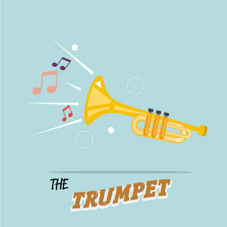 trumpet with music note. instrument concept - vector illustrationのイラスト素材