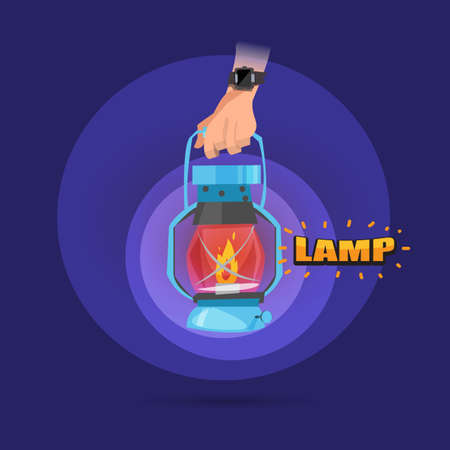 lamp in hand with letters design - vector illustrationのイラスト素材