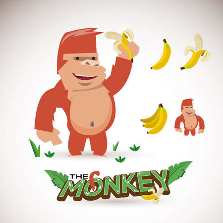 monkey character with banana. letters design - vector illustrationのイラスト素材