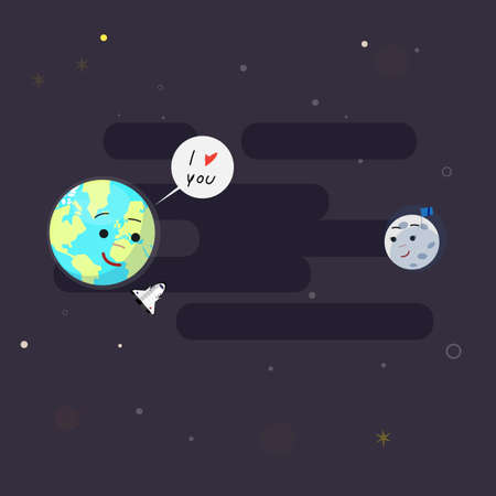 earth and moon. love concept - vector illustration