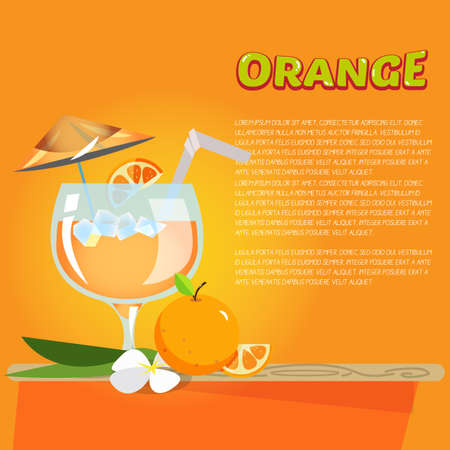 Orange Juice In Glass And Orange - vector illustrationのイラスト素材