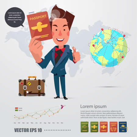 man character with his passport. infographic icon - vector illustrationのイラスト素材