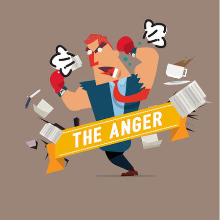 angry character. stressful concept - vector illustrationのイラスト素材