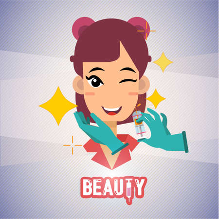 woman with hand of doctor beauty treatment - vector illustrationのイラスト素材