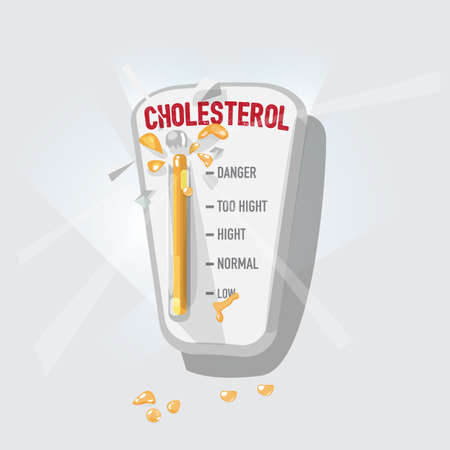 Ilustración de high Cholesterol levels with broken thermometer. danger and unhealthy concept - vector illustration - Imagen libre de derechos