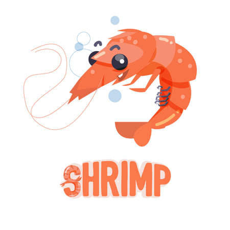 shrimp character with letters design- vector illustrationのイラスト素材
