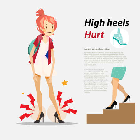 High heels hurt with infographic - vector illustrationのイラスト素材