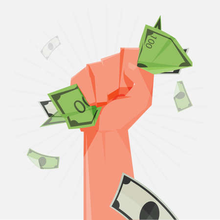 Fist Holding money banknotes - vector illustrationのイラスト素材