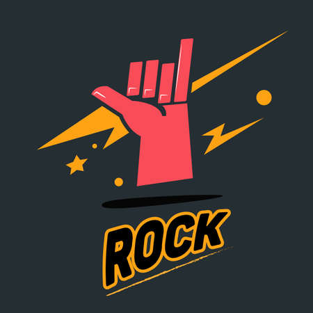 rock hand symbol with typographic - vector illustrationのイラスト素材