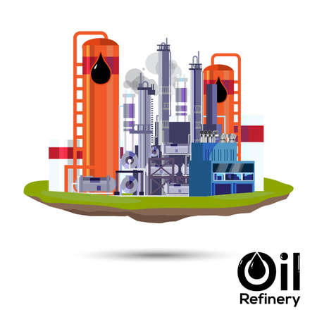 Oil refinery. factory design - illustrationのイラスト素材