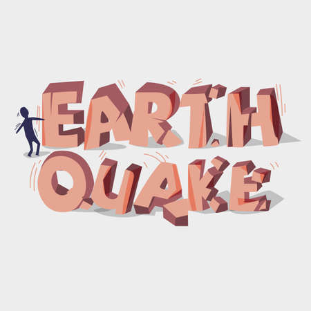 Earthquake 3d typographic design. Crack stone. Broken stone. Diaster concept - vector illustration