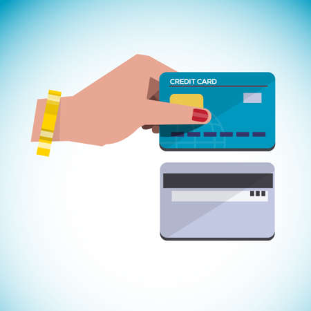 hand holding credit card - vector illustrationのイラスト素材