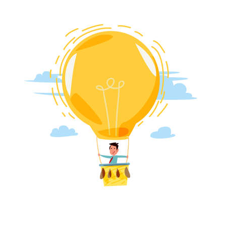 light bulb air balloon. idea concept - vector illustrationのイラスト素材
