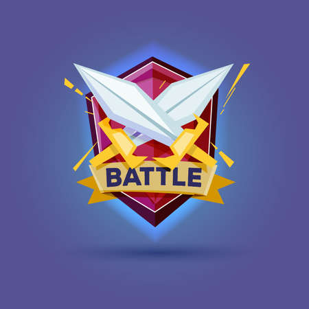 cross sword with shield. Knight's Equipment. battle concept - vector illustrationのイラスト素材