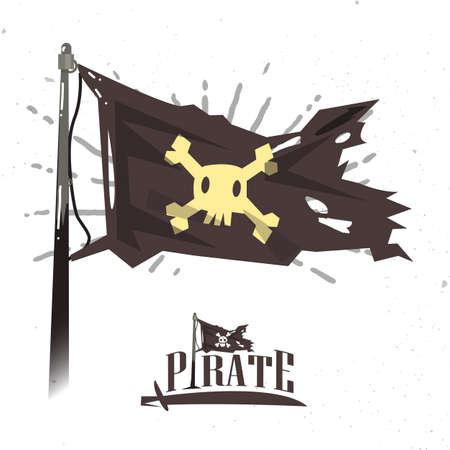 pirate flag with typographic design - vector illustrationのイラスト素材