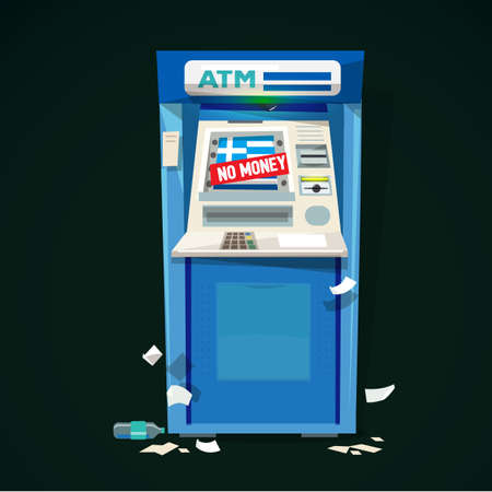 atm machine with no money sign. greece financial crisis - vector illustrationのイラスト素材