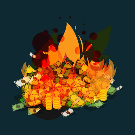 burning money - vector illustrationのイラスト素材