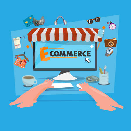 Online shopping. e-Commerce concept - vector illustrationのイラスト素材