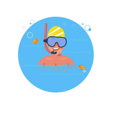 Snorkeling man. character design - vector illustrationのイラスト素材