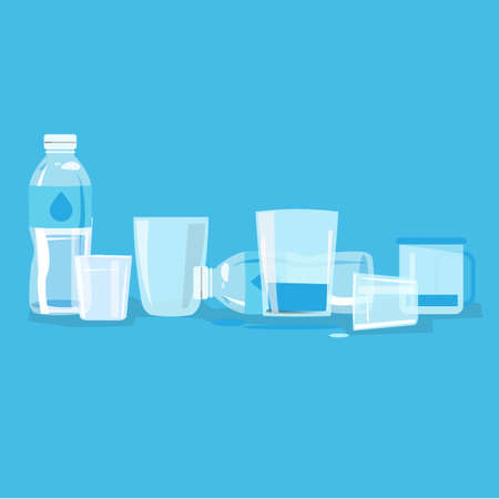 water glass and bottle - vector illustrationのイラスト素材