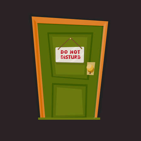 Do not disturb! sign hanging with door - vector illustrationのイラスト素材