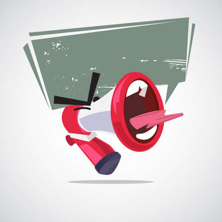 yelling out megaphone character design with speech bubble. attention concept - vector illustrationのイラスト素材
