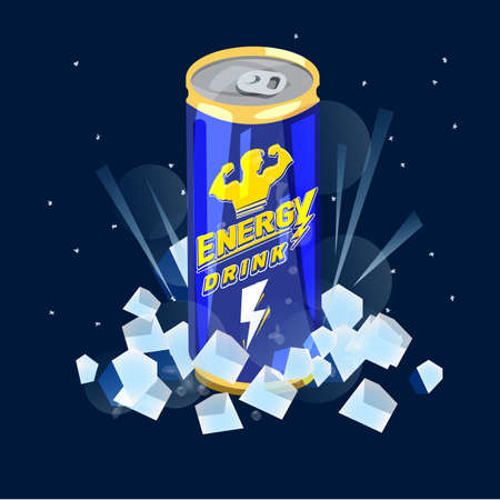 Can of Energy Drink on ice icon.のイラスト素材