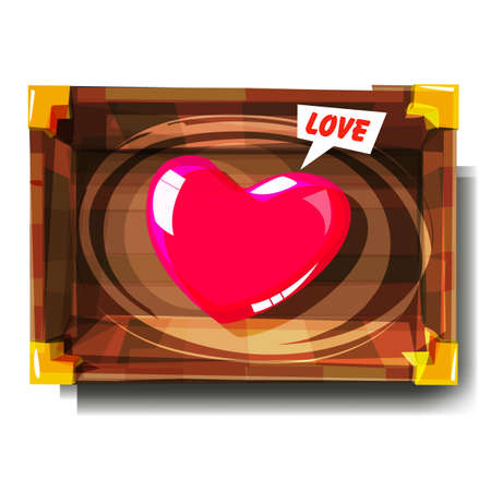 heart in wood box. found the love concept - vector illustrationのイラスト素材