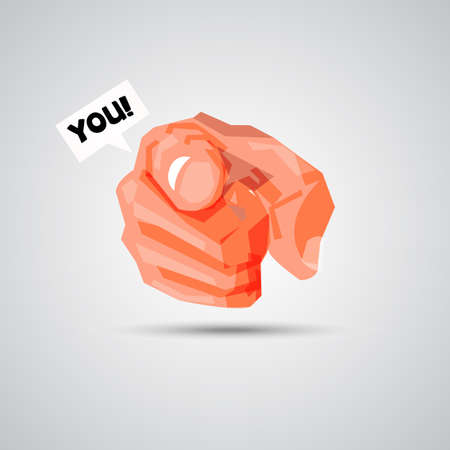 Hand pointing at you with  text bubble.のイラスト素材