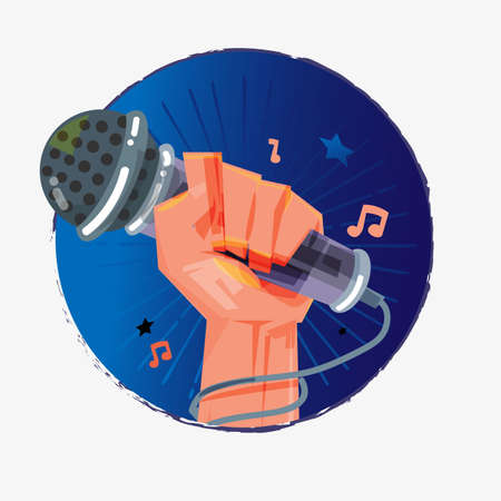 fisthand with microphone. musician or singer concept - vector illustrationのイラスト素材