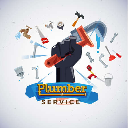 Plumber service banner.のイラスト素材