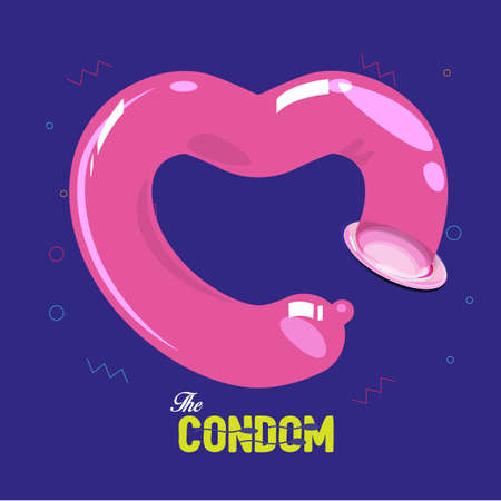 Condom in shape of heart - vector illustrationのイラスト素材