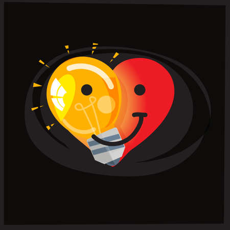 Light bulb in half of heart shape, save energy and love the earth concept  - vector illustrationのイラスト素材