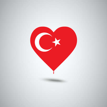 Turkey flag in heart shape design illustration.のイラスト素材