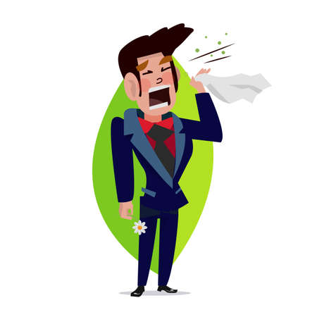 Man sneezing vector illustrationのイラスト素材
