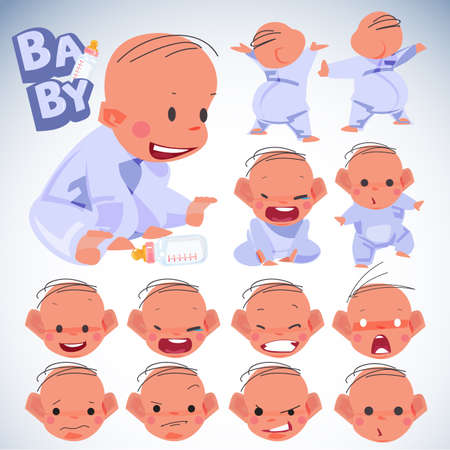 Baby emotions set. character design. newbies baby concept - vector illustrationのイラスト素材