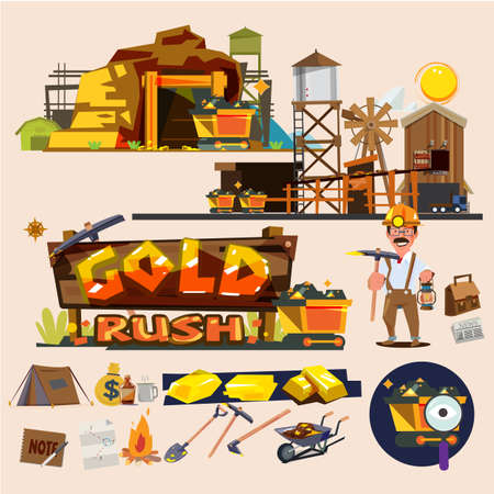 Gold mine with graphic elements designのイラスト素材