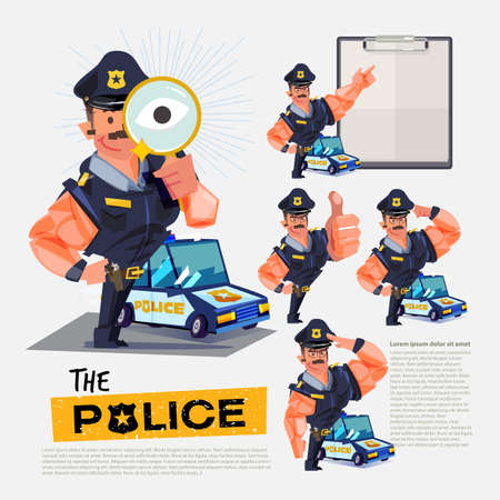 Police character design with various actionsのイラスト素材