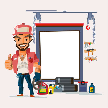 Truck driver with big truck. character design trucker concept - vector illustrationのイラスト素材