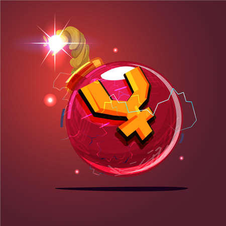 Bomb with china money symbol "Yuan" Crisis financial concept - vector illustrationのイラスト素材