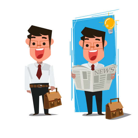 businessman reading newspaper. character deisign - vector illustrationのイラスト素材