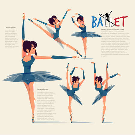 Ballet dance in various action with typographic for header - vector illustrationのイラスト素材