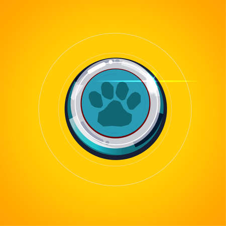 push button with foot print of dog. time for your pet concept - vector illustrationのイラスト素材