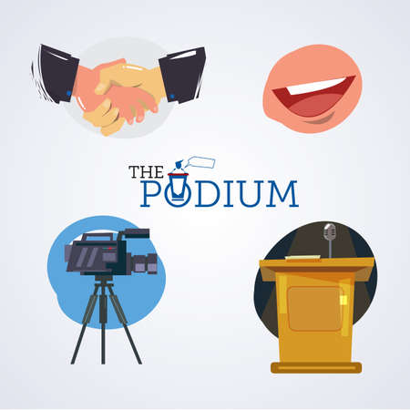 Speak in front of a lot of people. more confident concept - vector illustrationのイラスト素材