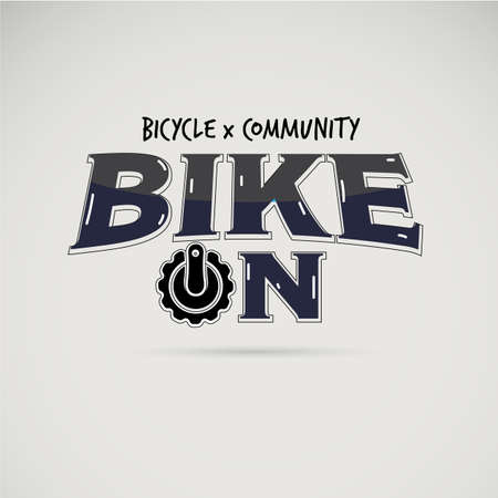 Text "Bike On". racing, bike sport  or bicycle logo concept. typographic - vector illustrationのイラスト素材