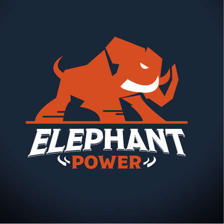 Elephant power. Animal logo. sport logo - vector illustrationのイラスト素材